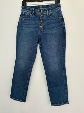 J.Crew Curvy Essential Straight Jeans High Rise Size 27 Medium Dark Wash